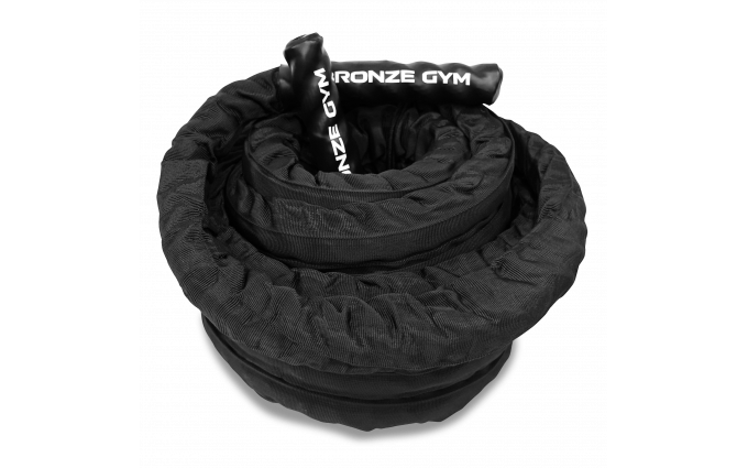 Канат тренировочный BRONZE GYM 3.8см.х12м.,9кг. (с защитным рукавом)