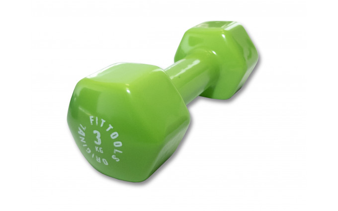 Гантель в виниловой оболочке 3 кг (Цвет - зеленый) Гантель в виниловой оболочке 3 кг (Цвет - зеленый)